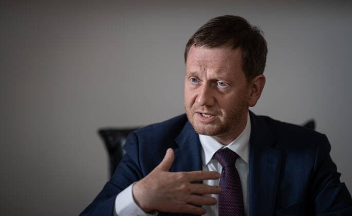 Saxonys Prime Minister Michael Kretschmer The Prime Minister of Saxony Michael Kretschmer during an interview with the Sächsische Zeitung in the State Chancellery in Dresden