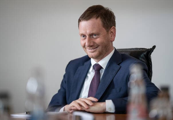 Saxonys Prime Minister Michael Kretschmer The Prime Minister of Saxony Michael Kretschmer during an interview with the Sächsische Zeitung in the State Chancellery in Dresden