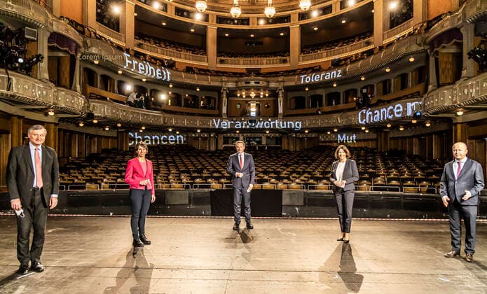Traditional Epiphany 2021 of the FDP in Stuttgart Due to the Corona Pandemic, the digital rally was broadcast live from the Opera House without visitors From left Dr Hans