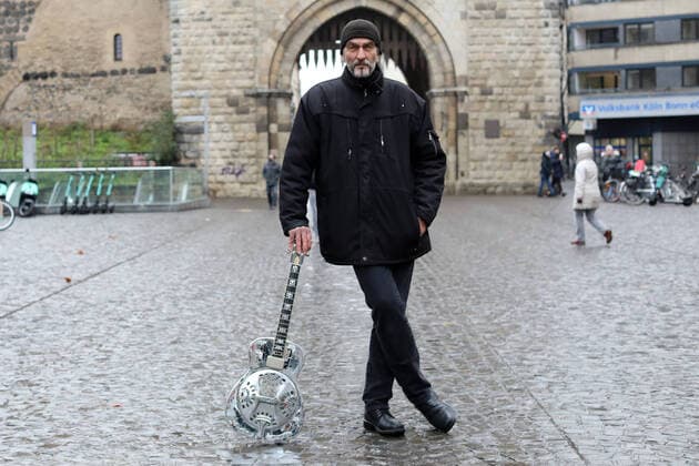 Cologne talk Chlodwigplatz Cologne Germany 08 01 2021 Blues musician Richard Bargel