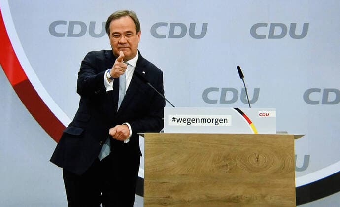 Germany, Berlin , 16 01 2021 CDU Party Congress Photo Armin Laschet during his speech CDU Party Congress