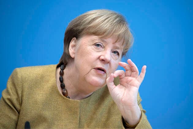 Angela Merkel Coronavirus DEU, Deutschland, Germany, Berlin, 21 01 2021 Chancellor Angela Merkel during a press call at the Federal Press Conference Federal Press Conference concerning the Covid 19 situation of the spread of novel coronavirus in Berlin, Germa