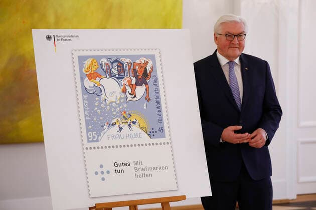 Frank Walter Steinmeier, President of the Federal Republic of Germany, Berlin, Bellevue Palace, Presentation of the 2021 Welfare Stamps by the Federal Minister of Finance