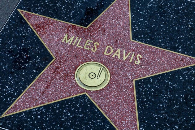 Hollywood Walk of Fame USA, United States of America, California, Los Angeles, 17 02 2020 Hollywood Boulevard, about 2700 stars are embedded in the pavement Celebrities are honored who played or still play an important role in the American entertainment industry Category Recording Music Recordings Star for Miles Davis