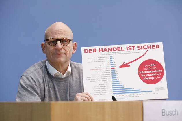 Michael Busch, Managing Partner Thalia Bücher GmbH, Hagen, Germany, Berlin, Federal Press Conference, Topic The situation at retailers affected by the lockdown Demands for a transparent opening perspective and adjustments to state aid funds