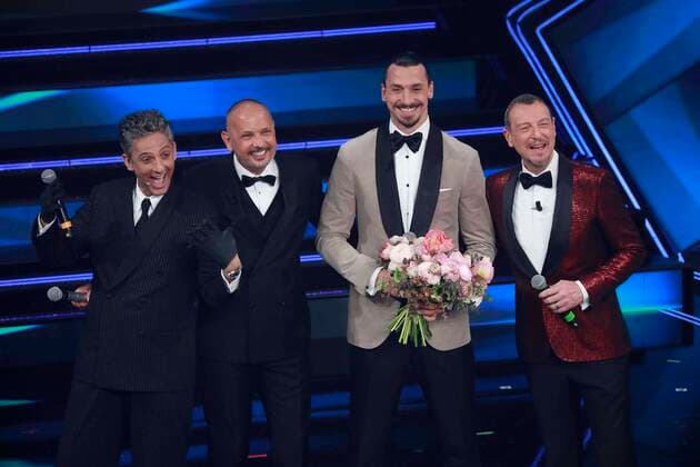photo IPP Andrea Oldani Sanremo 04 03 2021 sanremo festival 71st italian song festival in the photo fiorello Zlatan Ibrahimovic and Sinisa Mihajlovic and Amadeus  0