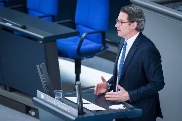 Berlin, plenary session in the Bundestag Andreas Scheuer Federal Minister of Transport and Digital Infrastructure, CSU during the session of the German Bundestag on 05 03 2021 Berlin Bundestag Berlin Germany