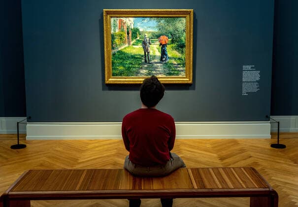 Tourism Weather Travel 13 03 2021 Potsdam Capital City State Brandenburg Museum Barberini Impressionism Collection Hase Plattner Gustave Caillebotte 1848 1894 Couple Walking 1881 First Day After Almost 5 Months Lockdown Covid 19 Lockdown Potsdam Museum Barberini Brandenburg Germany