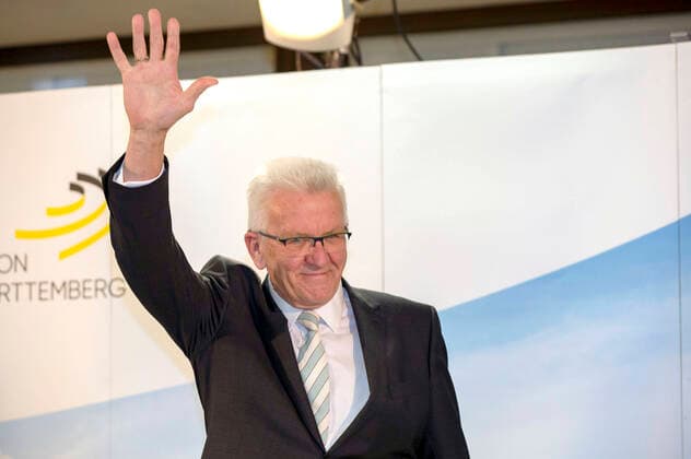 Winfried Kretschmann on the election evening of the state election in Baden Württemberg in the state parliament Stuttgart, 14 03 2021 Foto:xR.xSchmiegeltx xFuturexImage
