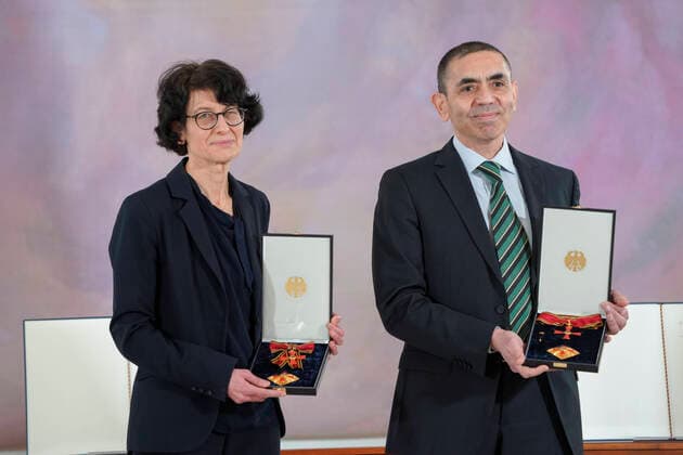 Award of the Order of Merit of the Federal Republic of Germany to Biontech founders Oezlem Tuereci and Ugur Åžahin for their untiring efforts in the development and approval of a vaccine against Covid 19 and their decisive contribution t