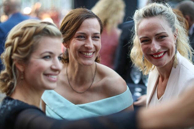 Susan Sideropoulos with Ulrike Frank and Eva Mona Rodekirchen UFA 100 YEARS Anniversary Night at the Palais am Funkturm in Berlin Copyright: xEventpressxFuhrx