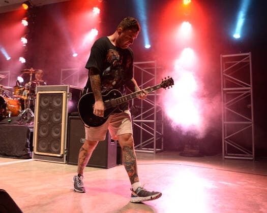 DELRAY BEACH - APRIL 14: Chad Gilbert of New Found Glory performs at the Old School Square Pavilion on April 14, 2021 in Delray Beach, Florida. Copyright: xmpi04 MediaPunchx