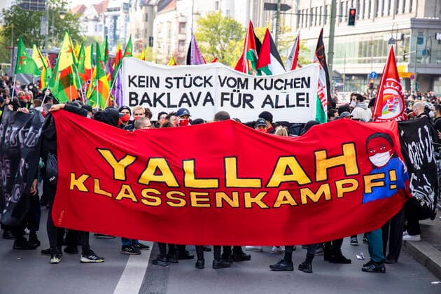 People take part in the Revolutionaere 1 May demonstration in Berlin on 1 May 2021 1 May in Berlin