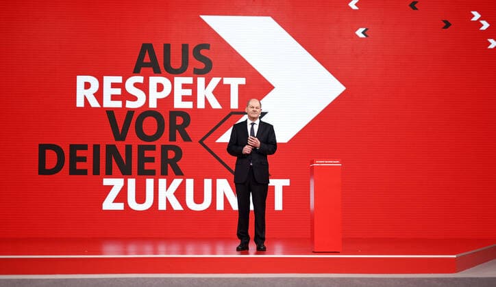 Federal Minister of Finance Olaf Scholz recorded during the digital federal party conference of the SPD in Berlin, 09 05 2021 At the first digital federal party conference in the history of the SPD, Olaf Scholz is to be confirmed as candidate for chancellor and the election program for the federal election is to be decided Berlin Germany Copyright: xFlorianxGaertner photothek.dex