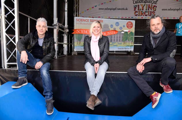 Michael Mittermeier, Claudia Koreck and Gerd Baumann at the press conference for the Open Air Summer 2021 with the Eulenspiegel Flying Circus in the courtyard of the Deutsches Museum Munich, 17 05 2021 Foto:xS.xAdamx xFuturexImage