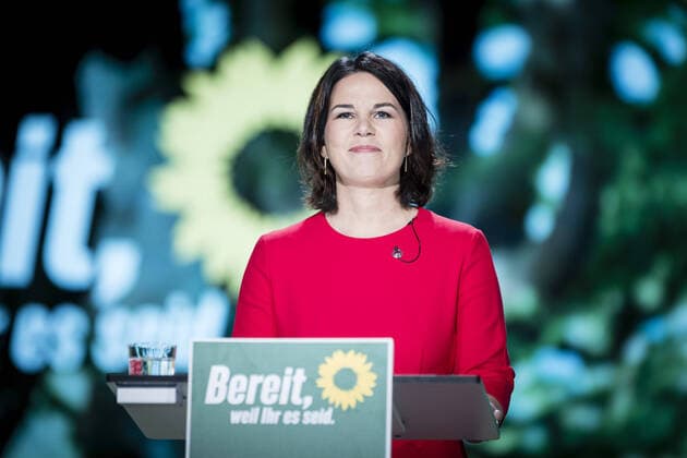 Annalena Baerbock, federal leader of her party and Green candidate for chancellor, recorded during the digital party conference of BUENDNIS 90 DIE GRUENEN in Berlin 12 06 2021 Berlin Germany Copyright: xFelixxZahn photothek.netx
