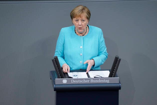 236 Session of the German Bundestag Plenary and Debate Current, 24 06 2021, Berlin, Angela Merkel the Chancellor of the Federal Republic of Germany during her last speech and government declaration on the European Council at the 236 Session of the German Bundestag in Berlin Berlin Germany