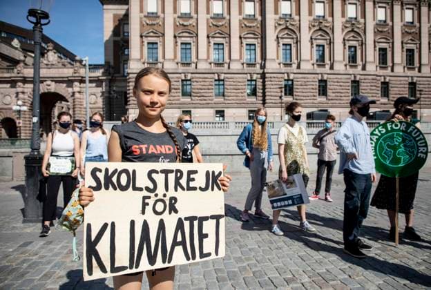Swedish climate activist Greta Thunberg and other protesters from Fridays for Future during their School Strike for Climate in front of the Swedish Parliament building in Stockholm, Sweden, on July 02, 2021 STOCKHOLM Sweden x10430x,  Copyright: xChristinexOlssonx xTTx GRETA THUNBERG SCHOOL STRIKE