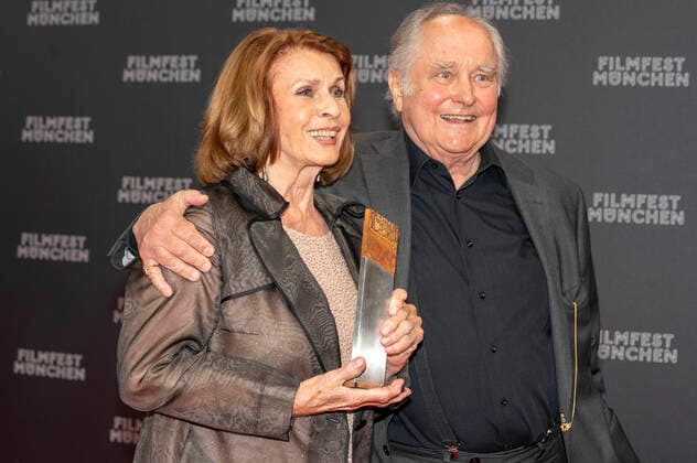 Senta Berger with husband Michael Verhoeven at the presentation of the CineMerit Award to Senta Berger at the 38 Filmfest München 2021 in Gasteig Munich, 04 07 2021 Foto:xN.xKolinzx xFuturexImage