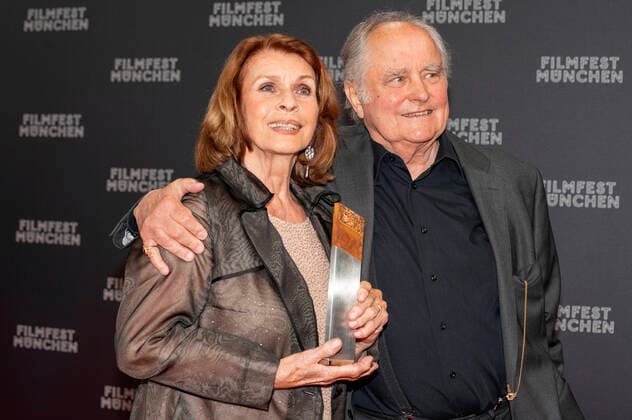 Senta Berger with husband Michael Verhoeven at the presentation of the CineMerit Award to Senta Berger at the 38 Filmfest München 2021 in Gasteig Munich, 04 07 2021 Foto:xN.xKolinzx xFuturexImage