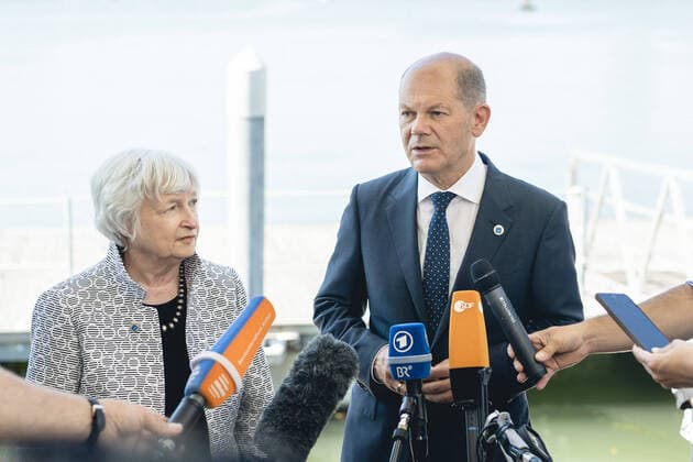 German Finance Minister Olaf Scholz SPD meets United States Treasury Secretary Janet Yellen at the G20 Summit in Venice, 10 07 2021 Venice Italy Copyright: xXanderxHeinl photothek.dex