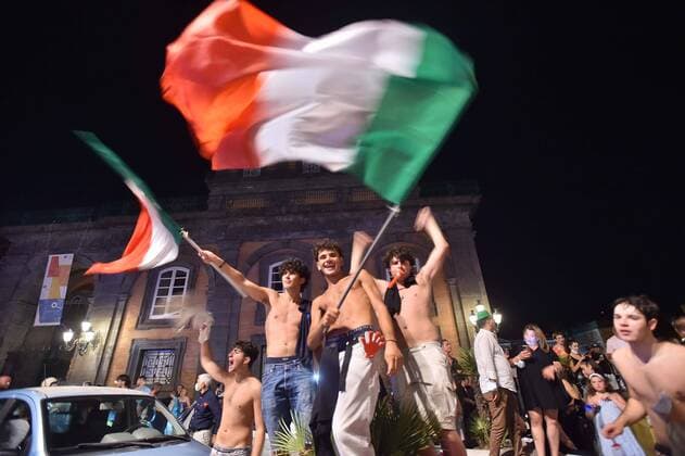 Photo IPP Felice De Martino Naples 12 07 21 Football Celebrations in the center of Naples after the victory of the Europeans by Italy In the photo Celebrations after the victory of the Europeans Italy Photo Press World Copyright  0