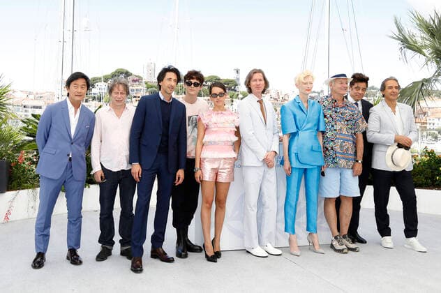 Steve Park, Mathieu Amalric, Adrien Brody, Timothee Chalamet, Lyna Khoudri, Wes Anderson, Tilda Swinton, Bill Murray, Benicio del Toro and Alexandre Desplat at the photocall for the feature film The French Dispatch at the Festival de Cannes 2021 74 Cannes International Film Festival at the Palais des Festivals Cannes, 13 07 2021 Foto:xD.xBedrosianx xFuturexImage