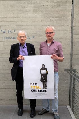 Timm Ulrichs and filmmaker Ralf Peter Post on the occasion of the film premiere of Der Totalkünstler 2018 at Sprengel Museum, Hanover, 26 5 2019.