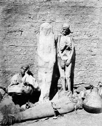 Felix Bonfils (8 March 1831 1885) was a French photographer and writer who was active in the Middle East.<br ><br > He was born in Saint-Hippolyte-du-Fort and died in Ales. Felix worked as a bookbinder but in 1860 he joined General d Hautpoul s expedition to the Levant. Soon after returning from Lebanon he became a photographer. The family moved to Beirut in 1867 where they opened a photographic studio called Maison Bonfils .<br ><br > Maison Bonfils produced thousands of photographs of the Middle East. They photographed posed scenes, dressed up in Middle Eastern regalia, and also stories from the Bible. Bonfils took photographs in Lebanon, Egypt, Palestine, Syria, Greece and Istanbul. Egypt: Egyptian Mummy Seller , Felix Bonfils (1 xSupplier:xCPAxMediaxCo.xLtd.x Copyright: xx