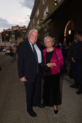Klaus Michael Kühne, wife Christine, Kühne Foundation, Sponsor, Concert Vienna Philharmonic Orchestra, Salzburg Festival, 2021