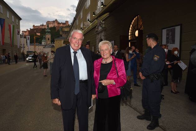 Klaus Michael Kühne, wife Christine, Kühne Foundation, Sponsor, Concert Vienna Philharmonic Orchestra, Salzburg Festival, 2021