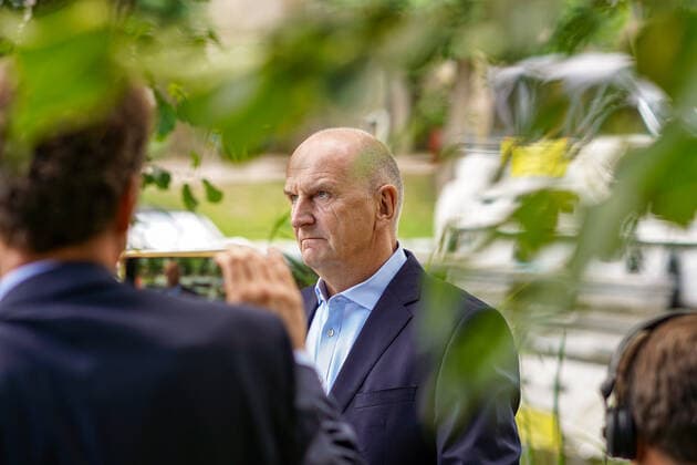 04 08 2021,Zehdenick Oberhavel ,Brandenburg,Germany,GER,Prime Minister Dietmar Woidke SPD during a tourism press trip It informs the attending journalists about water tourism in Brandenburg Ziegeleipark Mildenberg