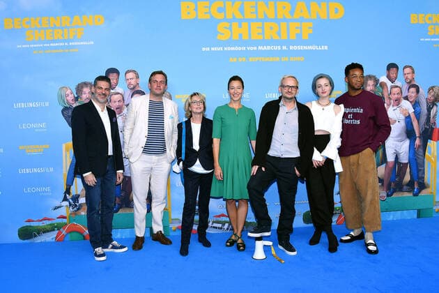 Rick Kavanian, Sebastian Bezzel, Gisela Schneeberger, Johanna Wokalek, Milan Peschel, Sarah Mahita and Dimitri Abold at the Beckenrand Sheriff Film Premiere on 1 09 2021 in Munich Beckenrand Sheriff Film Premiere in Munich