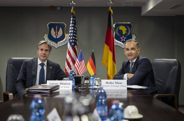 Participation in the virtual ministerial conference Afghan Core Group with German Foreign Minister Heiko Maas, SPD, and US Secretary of State Antony J Blinken at Ramstein Air Base 08 09 2021 Ramstein Germany Copyright: xThomasxKoehler photothek.netx