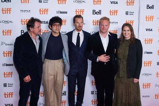 Toronto International Film Festival - The Electric Life of Louis Wain Premiere September 11, 2021, Toronto, on, Canada: Producer Guy Heeley, left to right, director Will Sharpe, actor Benedict Cumberbatch and producer Adam Ackland, pose for a photograph on the red carpet for the film The Electrical Life of Louis Wain during the Toronto International Film Festival in Toronto on, Saturday, September 11, 2021. Toronto Canada  - ZUMAc35_ 20210911_zaf_c35_158 Copyright: xTijanaxMartinx