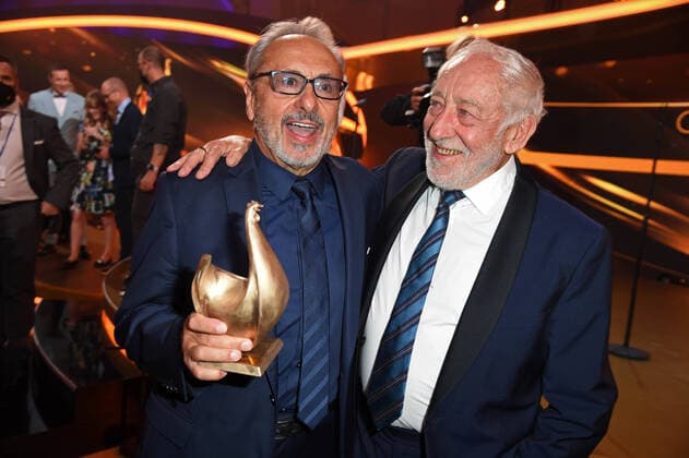 Wolfgang Stumph, Dieter Hallervorden at the Goldene Henne 2021 in the Congress Hall in Leipzig on 17 09 2021 Aftershowparty