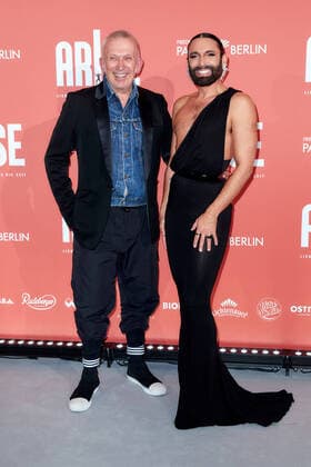 ARISE Grand Show World Premiere at Friedrichstadt Palast Jean Paul Gaultier and Tom Neuwirth Conchita Wurst on the red carpet at the world premiere of ARISE Grand Show at Friedrichstadt Palast in Berlin Copyright: xEventpressxGolejewskix