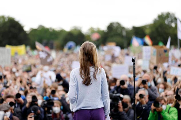 Greta Thunberg at the global climate strike of Fridays for Future for climate justice and the fight against the climate crisis Berlin, 24 09 2021 Foto:xJ.xMWx xFuturexImage