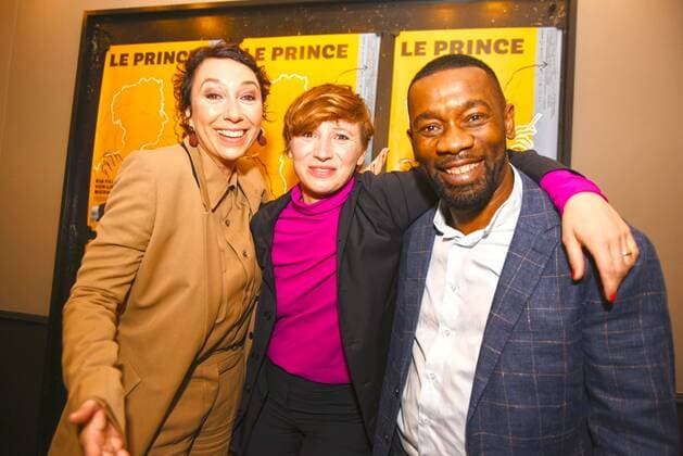 28 09 2021 xesx Frankfurt am Main, Harmonie Kino Premiere of the film Le Prince with Austrian actress Ursula Strauss, director Lisa Bierwirth and French star Passi Balende from left emspor, DFL regulations prohibit any use of photographs as image sequences and or quasi video