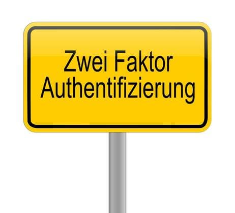 yellow two Factor Authentication Sign - in german illustration, 13.10.2020, Copyright: xwwwebmeisterx Panthermedia27420719