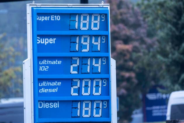 Fuel prices go through the roof The price of diesel is at an all-time high At the Sindelfinger Wald service area in Baden Württemberg, diesel ultimate already costs over two euros per litre 18 10 2021 DEU, Germany, Baden Württemberg, Sindelfingen
