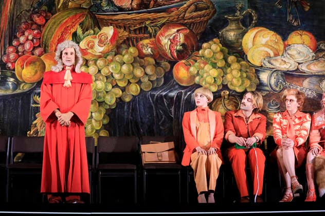 Ulrich Matthes, Lorena Handschin, Jeremy Mockridge and Franziska Machens at the photo rehearsal for the play Der zerbrochene Krug at the Deutsches Theater Berlin, 15 12 2021 Foto:xS.xGabschx xFuturexImage