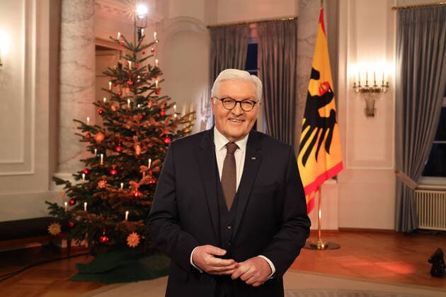 German President at the Bellevue Palace 22 12 2021, Germany, Berlin, Federal Presidents Office Bellevue Palace, Christmas speech of the German President Frank Walter Steinmeier at the Bellevue Palace, Berlin Berlin Germany