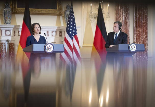 Annalena Baerbock, German Foreign Minister, at a joint press conference with the US Secretary of State, Antony Blinken 05 01 2022 Washington USA Copyright: xThomasxImo photothek.netx