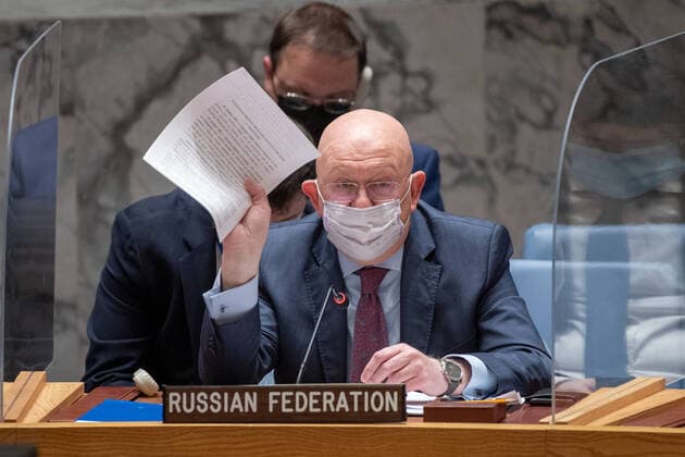 Bilder des Jahres 2022, News 01 Januar News Themen der Woche (220201) -- UNITED NATIONS, Feb. 1, 2022 -- Russia s UN ambassador Vassily Nebenzia speaks at a Security Council meeting on Ukraine at UN Headquarters in New York on Jan. 31, 2022. Vassily Nebenzia said Monday that his country has no plans to invade Ukraine. ( UN Photo Handout via Xinhua) UN-SECURITY COUNCIL-RUSSIA-UKRAINE-TENSION EskinderxDebebe 