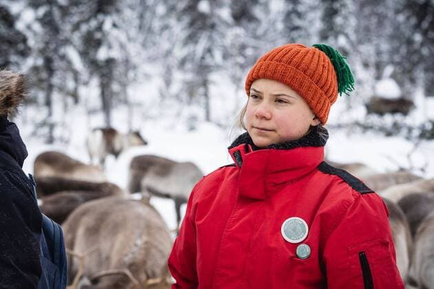 Greta Thunberg and Fridays for future visit Porjus and Nils Johan Utsi, Sirges Sami village, in Sweden on Feb 06, 2022 PORJUS SWEDEN x11300x,  Copyright: xCarl-JohanxUtsi TTx GRETA THUNBERG PORJUS