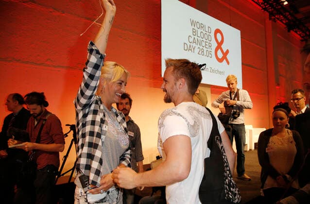 Patroness Sarah Connor with Husband Florian Fischer he helps their at Micro Losing weight DKMS Calls the World Blood Cancer Day worldwide Action day at Battle against Blood cancer on 28 May from Transformer substation on 27 May 2014 in Berlin Copyright: x