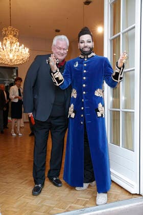 Harald Glööckler with Dieter Schroth Premiere the Nibelungen Festival Worms on 31 July 2015 on Kaiserdom in Worms Copyright: x