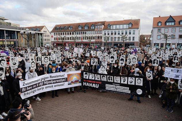 19 02 2022, xmgx, local Hanau 19 February 2020 youth demo against racism, v l , Hanau Hesse Germany DEU