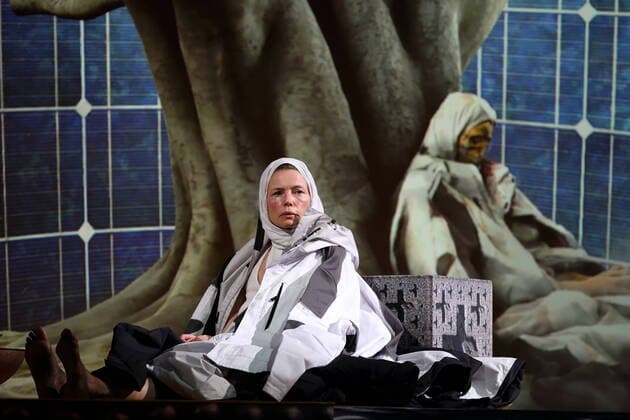 Suzan Boogaerdt as Jessica during the photo rehearsal for the play Jessica an Incarnation at the Volksbühne am Rosa Luxemburg Platz in Berlin, 23 February 2022 By Susanne Kennedy and Markus Selg Directed by Susanne Kennedy Stage Markus Selg Costumes Andra Dumitrascu Premiere is 24 February 2022 Volksbühne Berlin Jessica an Incarnation